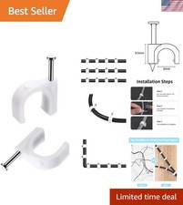 Durable 100 Pcs 8mm Cable Clips - Steel Nail Wall Fixing for Safe Organization