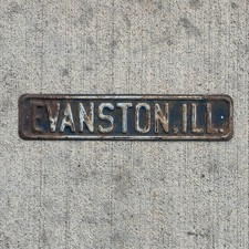 1950 Era Evanston Illinois License Plate Topper Auto Tag Garage Decor 1950 Era Evanston Illinois License Plate Topper Auto Tag Garage Decor