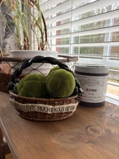 Resin Wicker Woven Basket Grapevine Live Well Love Much Laugh Often