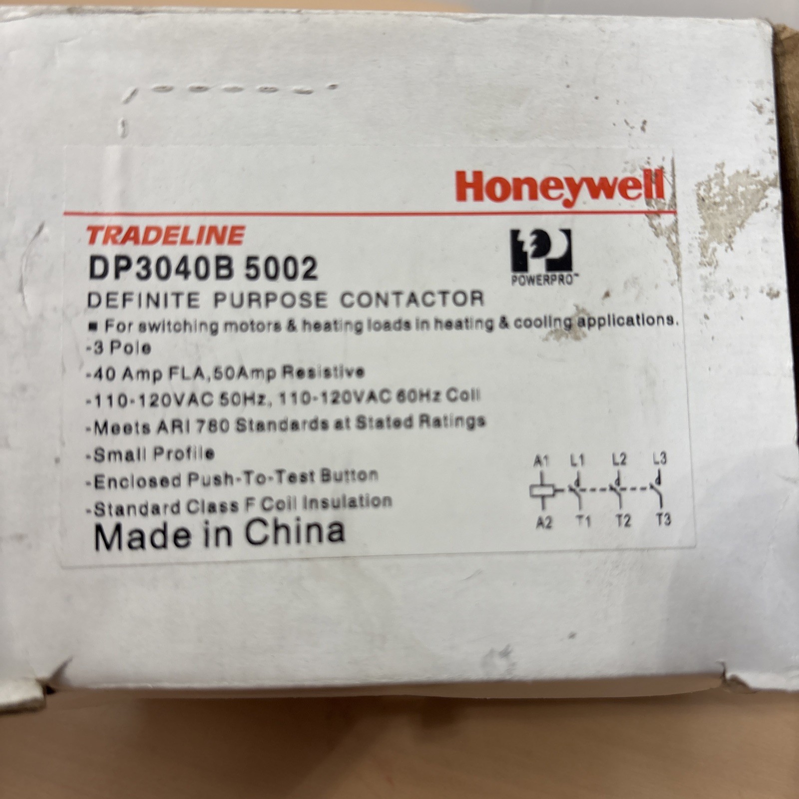 Honeywell DP3040B5002 120 Vac 3 Pole Contactor