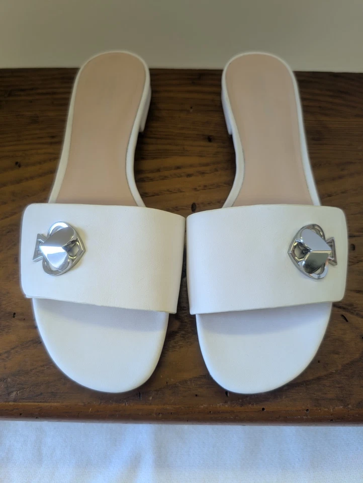 Sandalias Kate Spade 8,5 de cuero blanco 'Ferry' Slide Foto 2 de 4