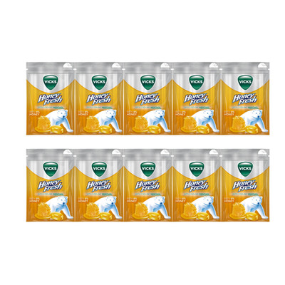 10x Vicks Honey Fresh Throat Lozenges 72g Honey & Menthol + Eucalyptus