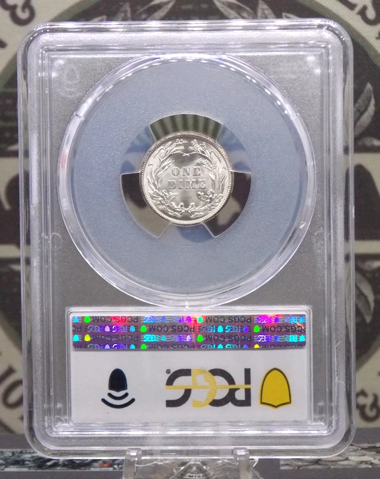 Moneda de diez centavos "P" Barber PLATEADA 1912 10c graduación profesional MS64 #867 sin circular BU ECC&C, Inc. Foto 4 de 4