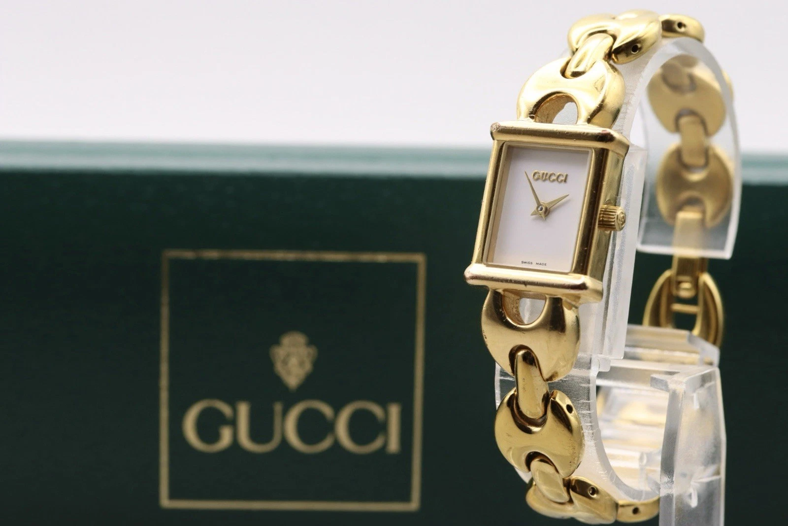 [Quasi Come Nuovo Con Scatola] Orologio GUCCI 1800L Oro Quadrante Bianco Quarzo Donna Giappone Funzionante