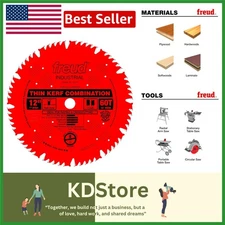 12" 60-Tooth Thin Kerf Combination Saw Blade - Precision, Versatility & Durab...