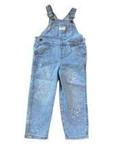 OshKosh Floral Vestbak Denim Overalls 3T Flower Girl Barbiecore Girly Girl