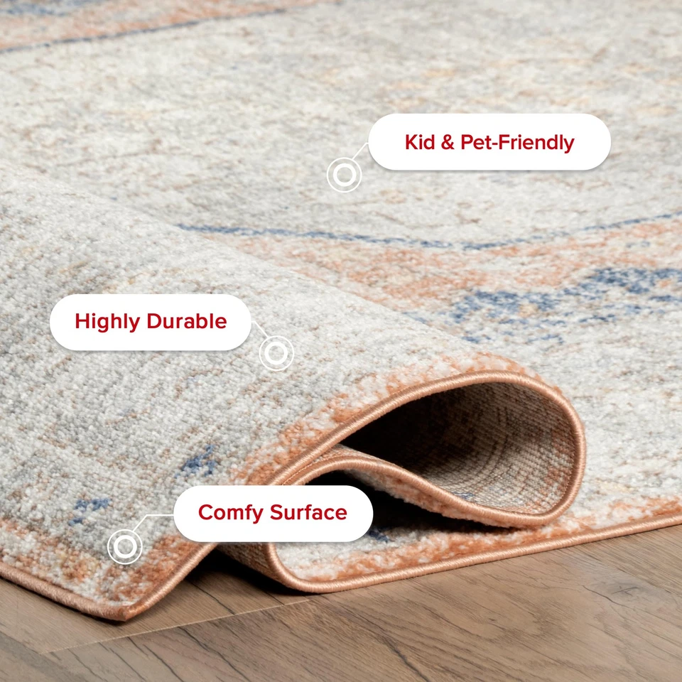 Jacquie Vintage Floral Area Rug - 2x3 Accent Rug Transitional Peach/Beige Rug... - Image 3 of 4