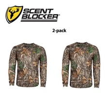 (2) Scent Blocker ScentLok Mens 8th Layer S/S Shirt Mossy Oak Camo Size: XL