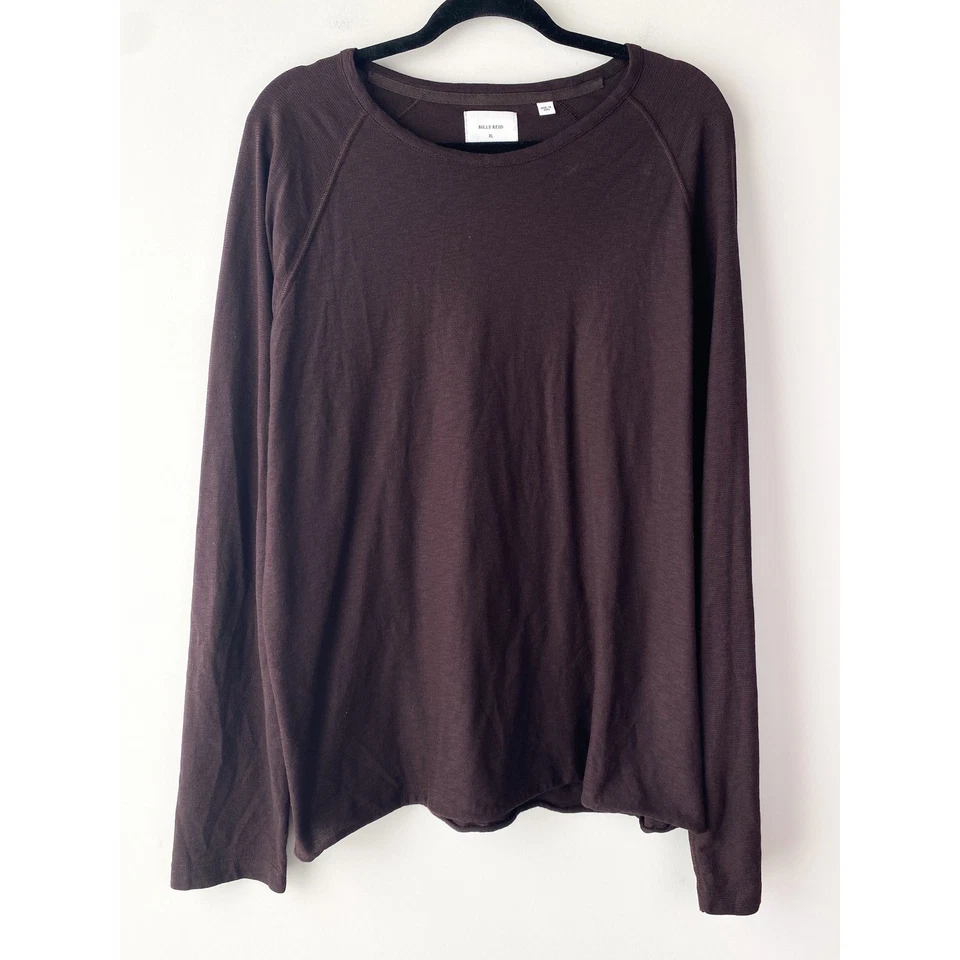 Billy Reid Para Hombres Indio Manga Redonda Raglán XL Ron Pasas Marrón Informal Dobladillo Enrollado Foto 2 de 4