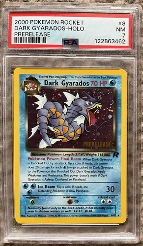 2000 Pokemon Rocket Prerelease #8 Dark Gyarados Holo PSA 7