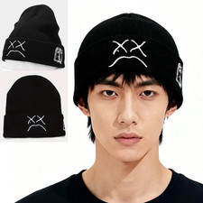 Unisex Knit Beanie Hat Acrylic Winter Pull On Closure Knit Cap USA Black color