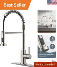 Brushed Nickel Kitchen Faucet with Pull Down Sprayer Dual Functionality