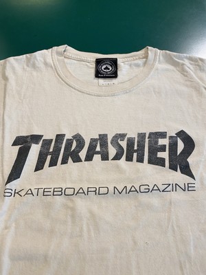 Vtg Thrasher Shirt Men Large White Magazine metal skate rock beats bass beer 00s