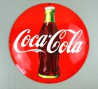 VINTAGE 12" COCA-COLA Dome BOTTLE COKE SODA POP OIL PORCELAIN GASOLINE GAS SIGN