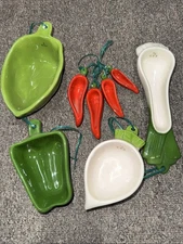 VTG Avon 1980's Ceramic Vegetable Shaped Measuring Cups and Spoons NO RACK