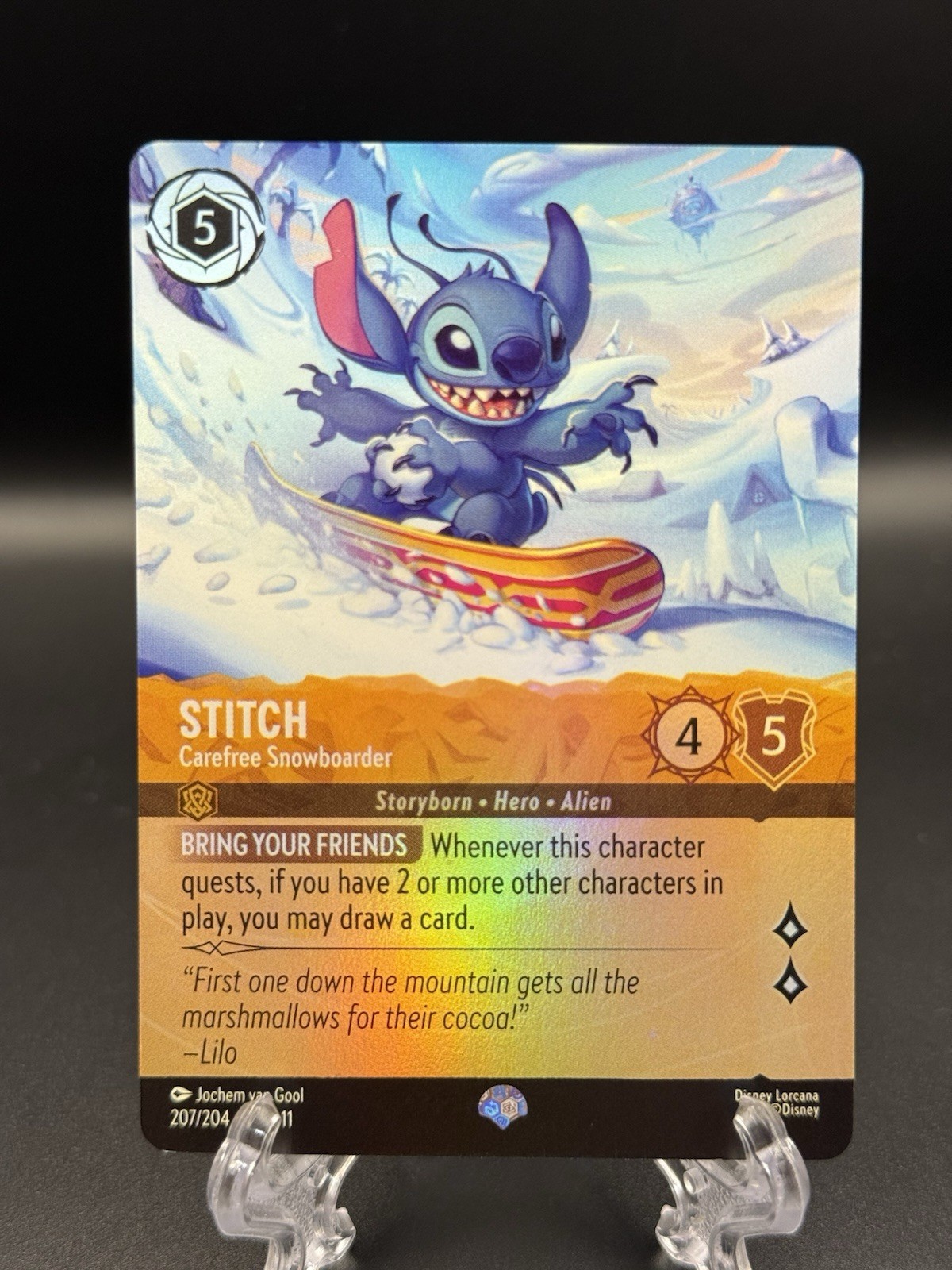Stitch - Carefree Snowboarder (Epic) 207/204 Winterspell Holo - Lorcana