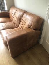 DFS Tan Leather 3- Seater Sofa