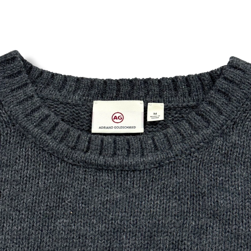 AG Sweater Thoman Long Sleeve Destructed Crew Men's Medium M Gray Merino Alpaca - Image 4 of 4