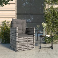 Garden Armchair Grey PE rattan, powder-coated steel Single Tough
