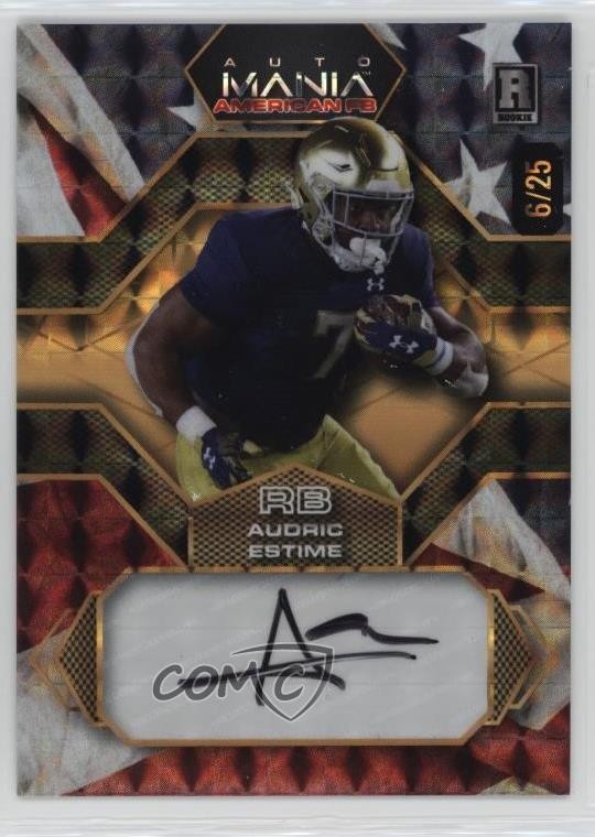 2024 Mania American Football Flag - Mosaic Foil /25 Audric Estime Rookie Auto RC