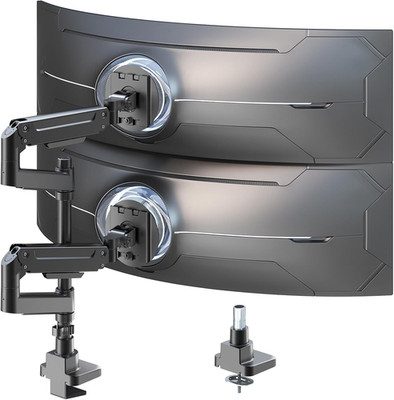 Heavy-Duty Dual Monitor Arm for 17-49'' Screens - Fully Adjustable Desk Mount