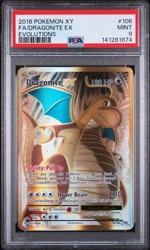 PSA 9 2016 POKEMON XY EVOLUTIONS #106/108 DRAGONITE EX ULTRA RARE