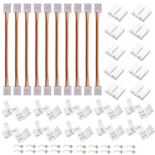 RGB LED Strip Connector Kit - 10x Jumper, L Shape Connector, Gapless Connecto...
