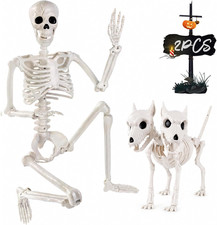 36'' Halloween Skeleton Decoration 2Head Dog Skeleton Outdoor Decor