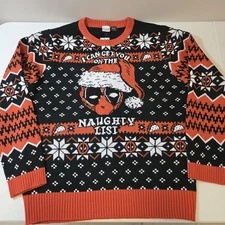 Marvel Deadpool Naughty List Graphic Pullover Sweater Black/Red XXL Ugly Sweater