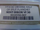 1914 Buffalo Nickel, NGC VF-30, SPLIT PLANCHET ERROR