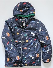 Mini Boden Boys 13-14 Gray Space Fleece Lined Puffer Winter Coat Parka NG1-13