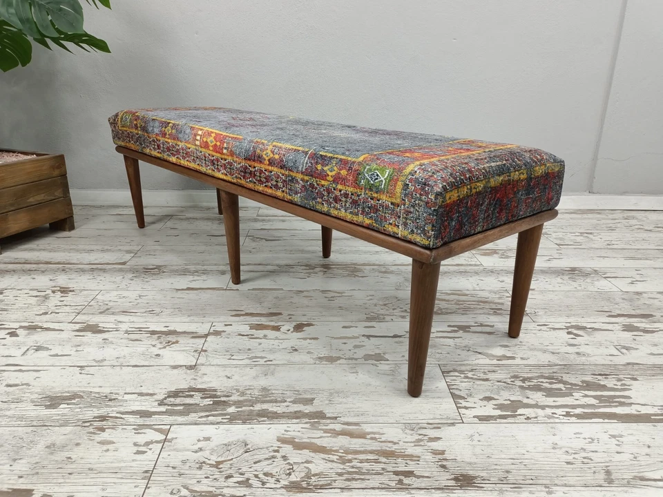 Ottoman Bench, Handmade Bench, Long Seat Bench, Decorative Bench, Entry Bench - Image 4 of 4