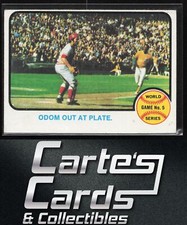 Johnny Bench Blue Moon Odom 1973 Topps #207 World Series Odom Out at Plate