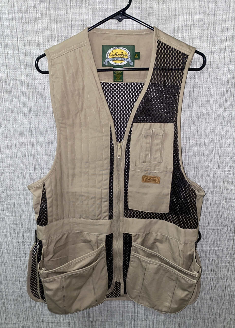 Cabela’s Mens Beige Mesh Back Safari Style Vest Size M Gem