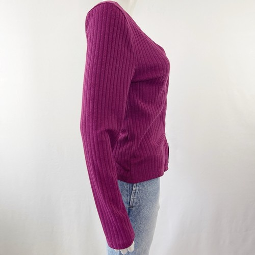 Cardigan maglione Anthropologie Maeve viola manica lunga scollo a V taglia M NUOVO - Foto 7 di 11