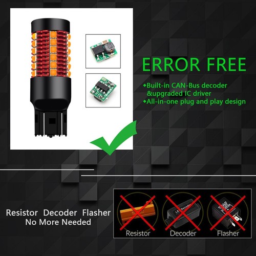 3000K 7440 Amber LED Turn Signal Light Bulbs Anti Hyper Flash Canbus Error Free - Picture 3 of 12