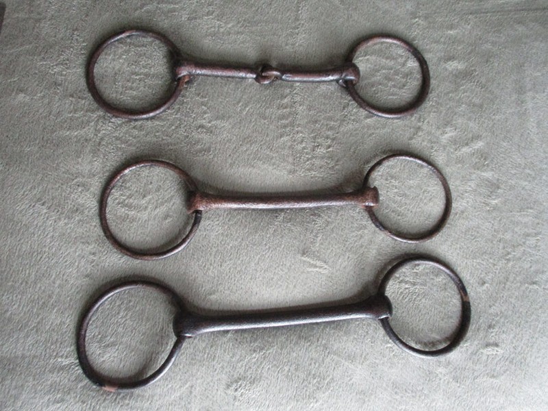 THREE Vintage IRON HORSE BITS BLACKSMITH Hand Made