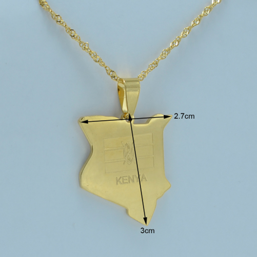 Kenya Map Pendant Necklace - Gold Plated Stainless Steel, African Country Jewelry Gift - View #5