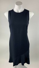 Ann Taylor Loft Navy Blue Flare Crossover Hem Shift Stretch Dress 6 Petite
