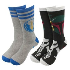 Star Wars Boba Fett Jedi Crew Socks 2-Pack Grey