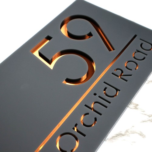 Copper Anthracite Laser Cut Door Sign House Mirror Numbers Address Plaque - Picture 3 of 8