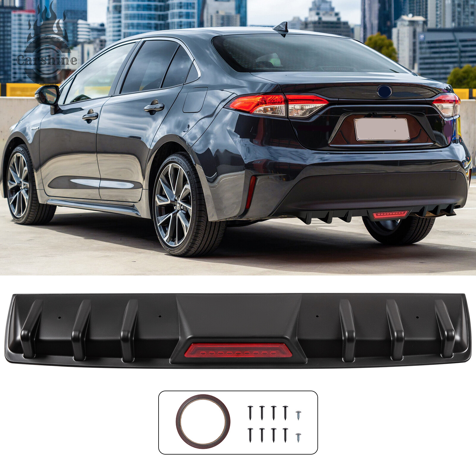 Toyota Corolla Rear Bumper Lip Spoiler Diffuser Body Kit Shark Fin Splitter