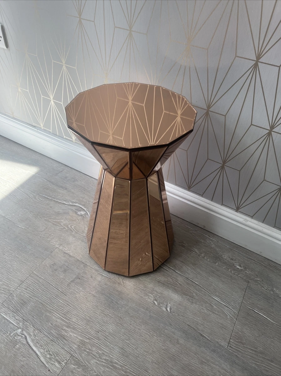 Julien Macdonald Mirrored Side Occasional Table Rose Gold Plant
