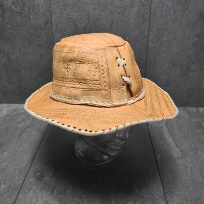 Leder Hut Cowboy Kostüm Vintage Handarbeit Gr. 55cm - Bild 1 von 4