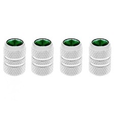 United Pacific 69992 Chrome Tubular Valve Caps With Green Diamond - Pack Of 4