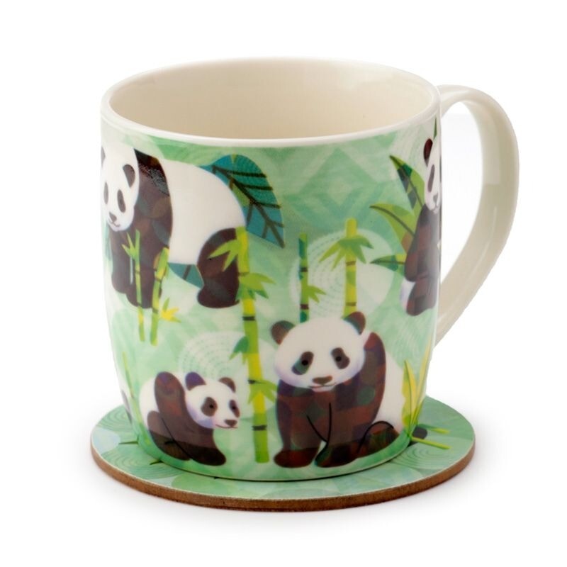 Panda Mug & Coaster Set Porcelain Ceramic Tableware Gift 9 CM Drink Fine China