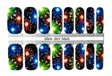 4th of July Fireworks Nail polish strips / Nail Wraps / Nail Stickers