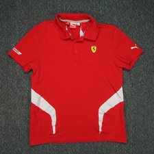 Puma Shirt Mens Medium Red Scuderia Ferrari Polo Short Sleeve