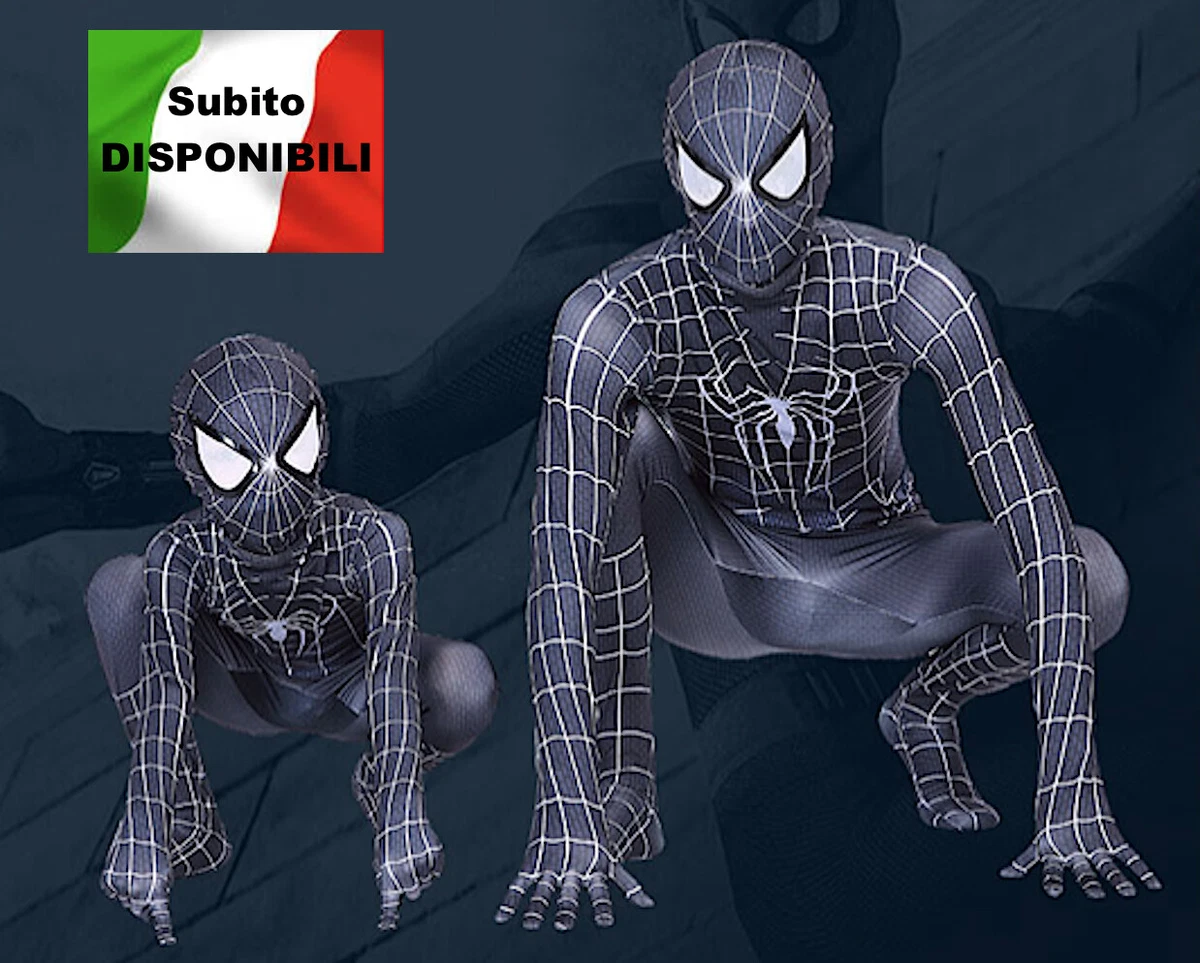 Spiderman Nero Costume Carnevale Simil Simbionte Bimbo Uomo
