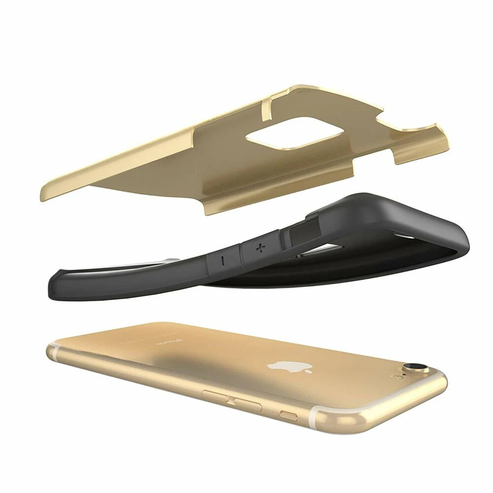 Cómoda Funda Delgada Apple iPhone 7 Doble Capa, Dorada Foto 2 de 4